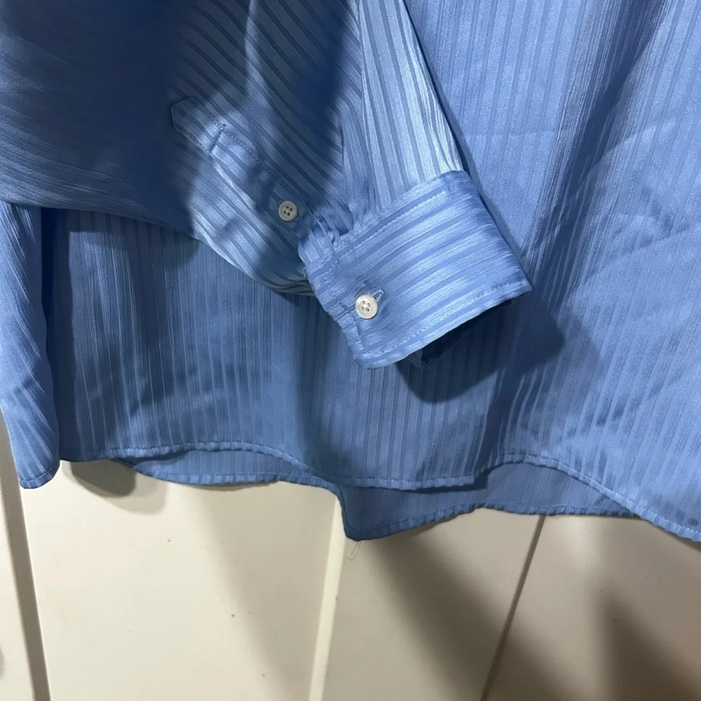 J. Crew Striped B Neck Button Blue long sleeve Blouse